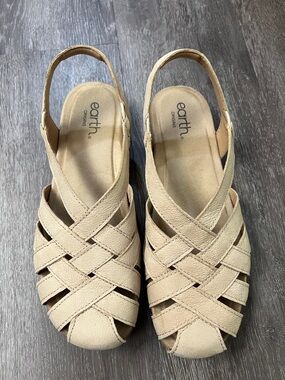 Earth Origins Neutral Tan Woven Slingback Sandals